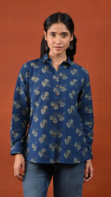 Tavishi Indigo Blue Ajrakh Shirt