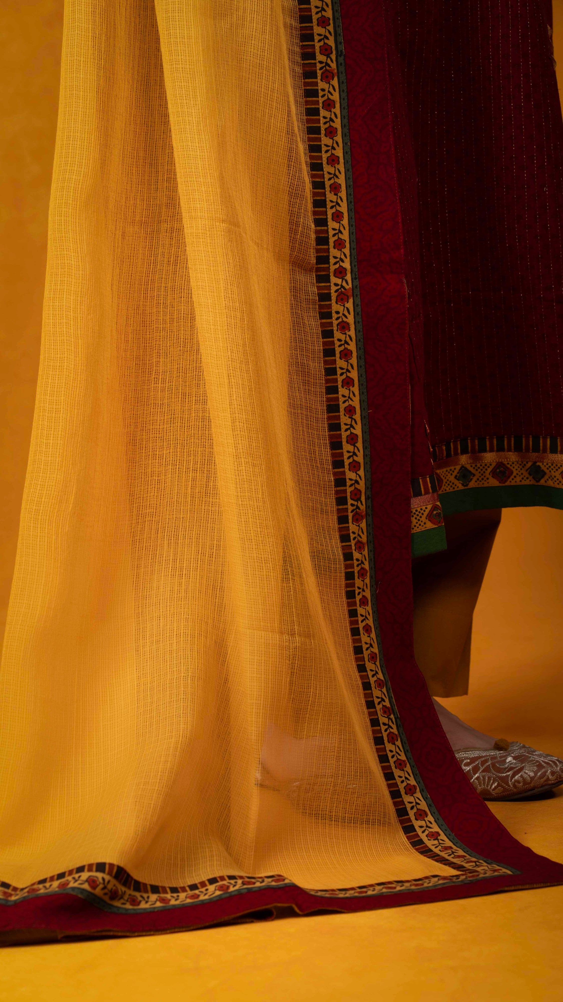 Koyal Kota Doriya Dupatta with Ajrakh and Bagh borders