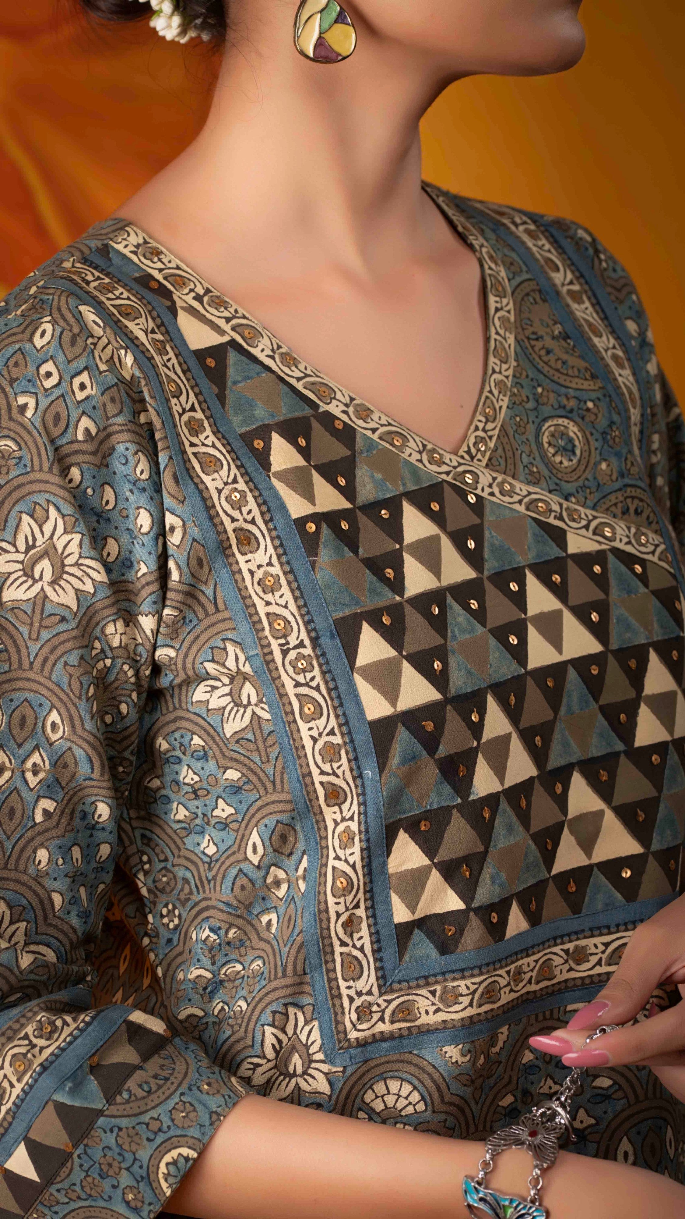 Sharvani Ajrakh Kurta