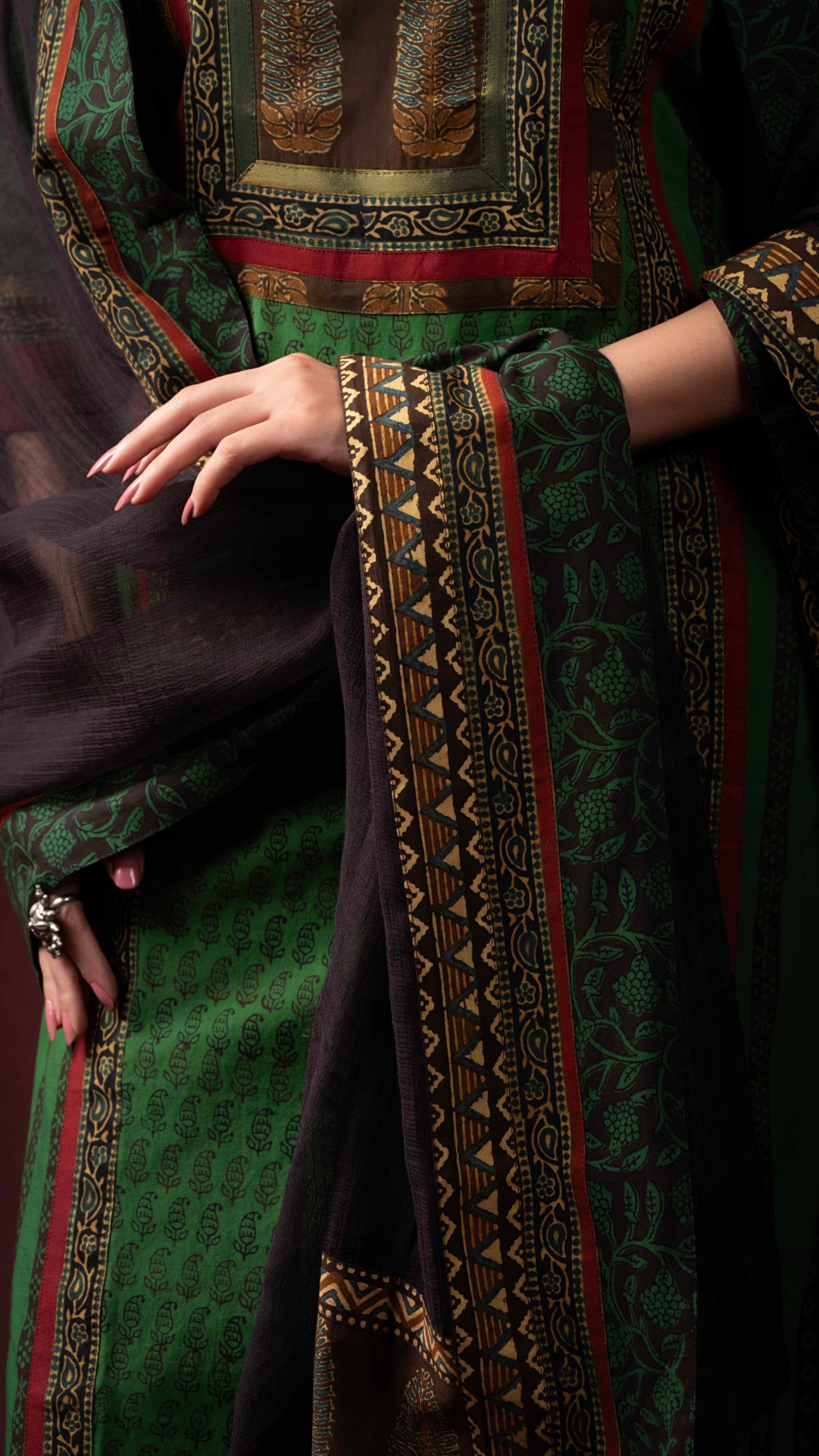 Sohini Kota Doriya Dupatta with Ajrakh and Bagh borders