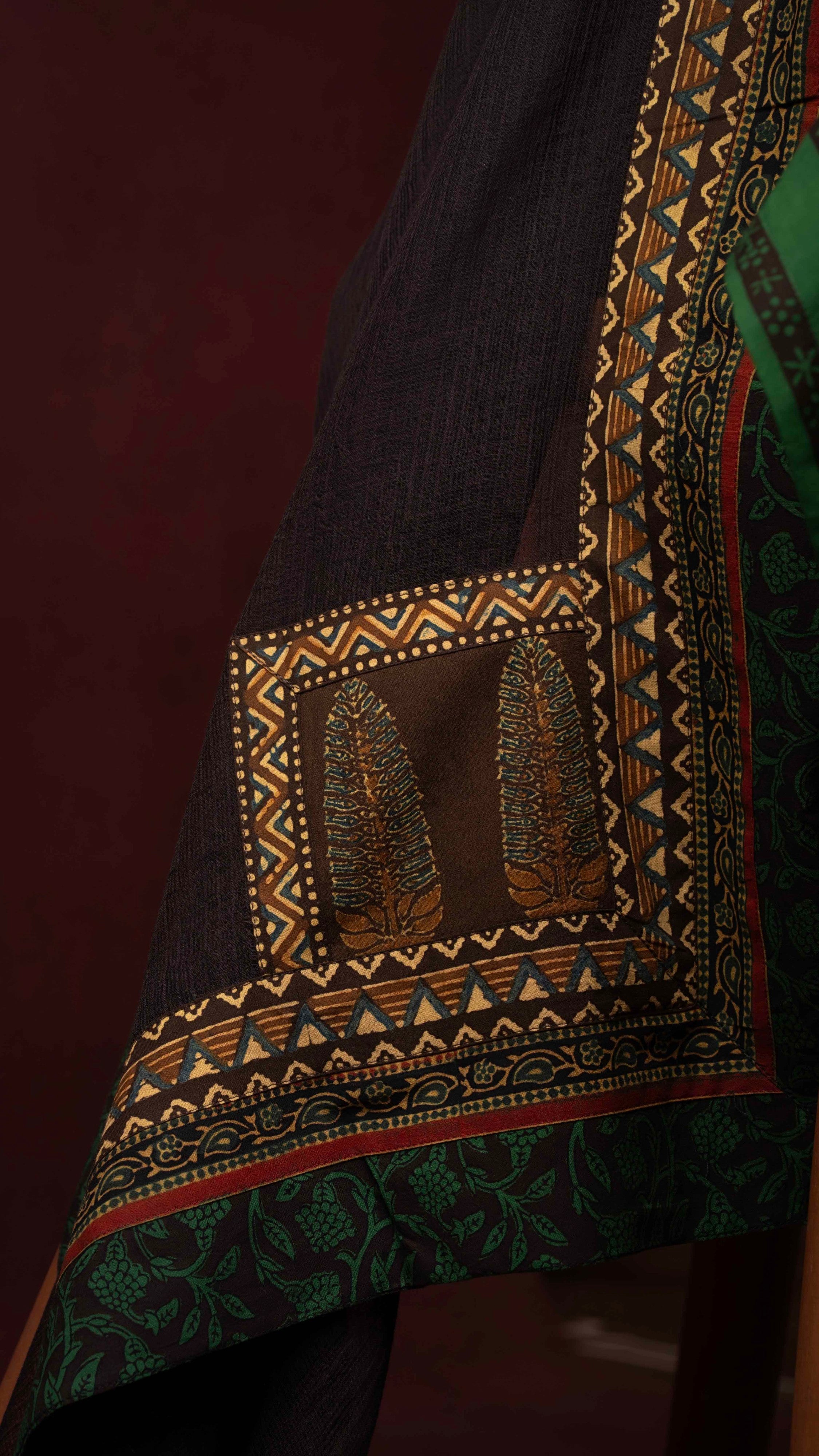 Sohini Kota Doriya Dupatta with Ajrakh and Bagh borders