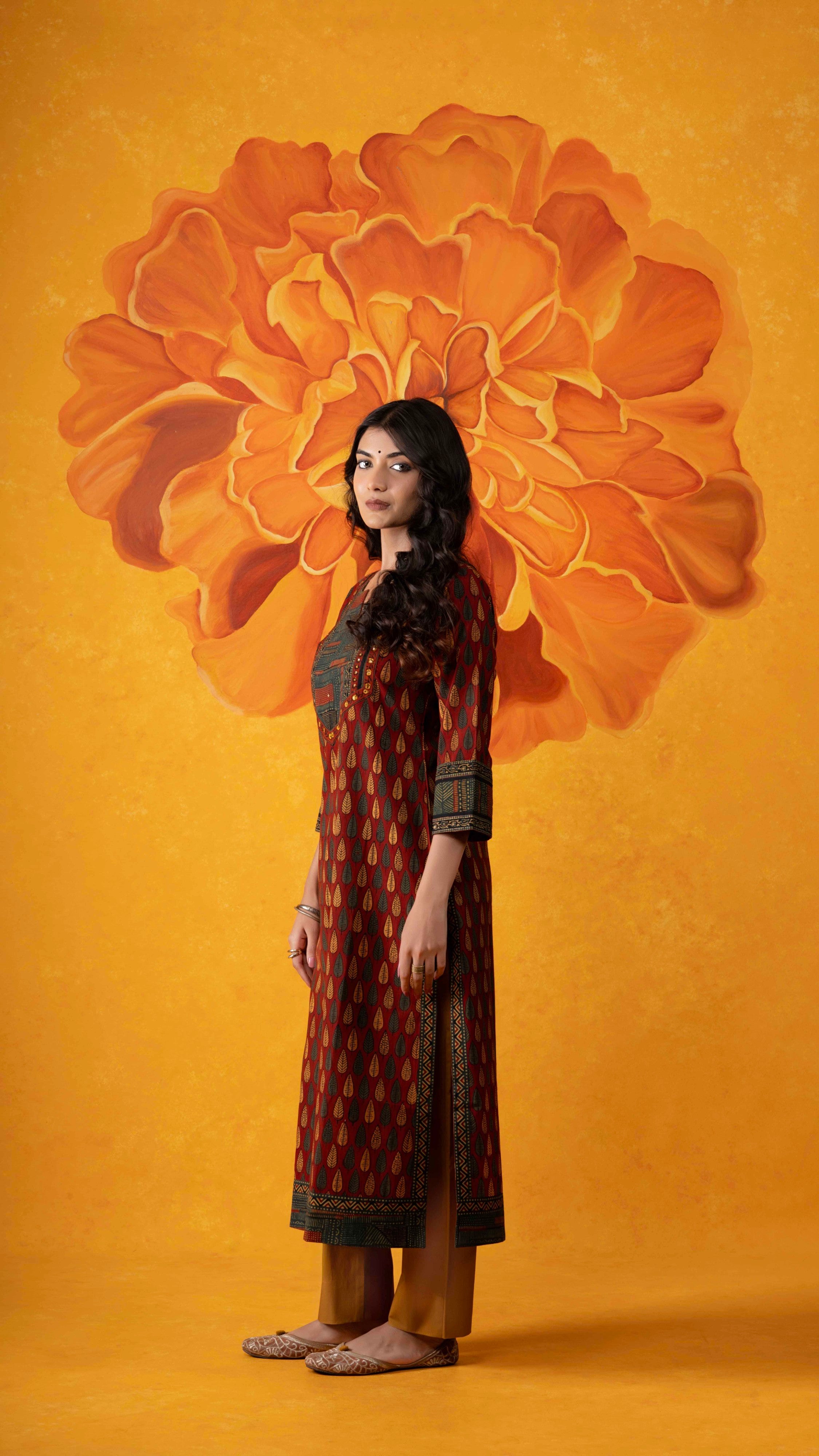 Vaani Ajrakh Kurta