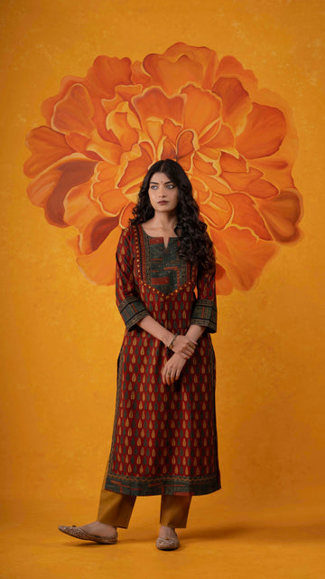Vaani Ajrakh Kurta