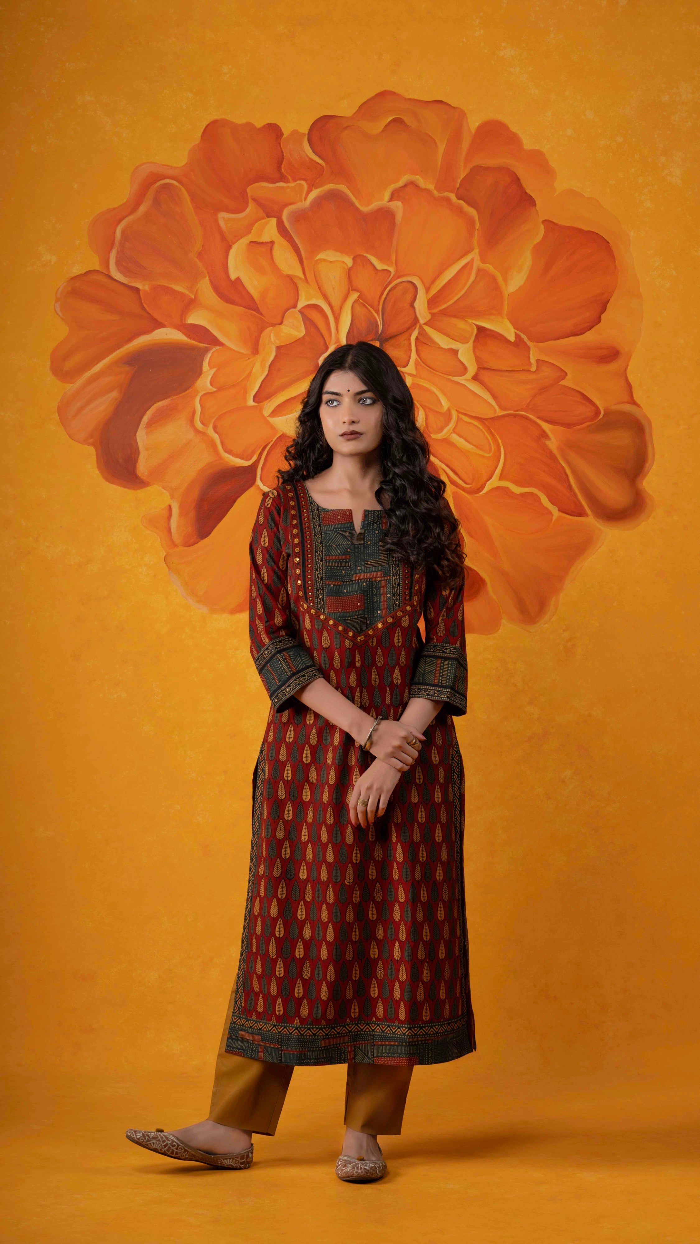 Vaani Ajrakh Kurta