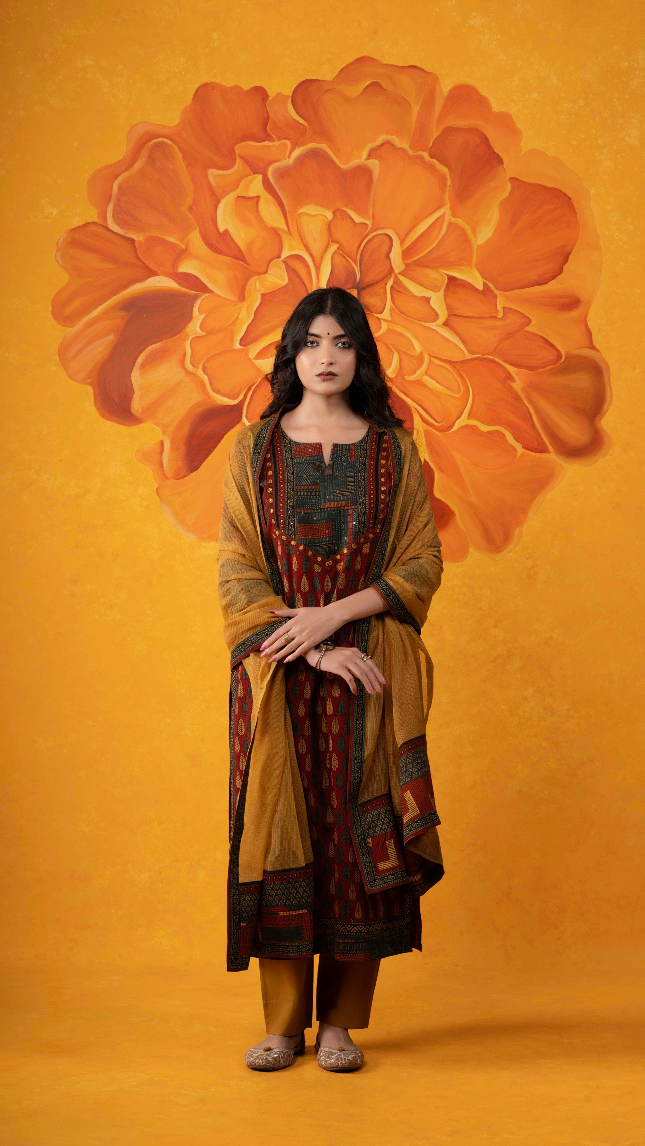 reet Kota Doriya Dupatta  with Ajrakh borders