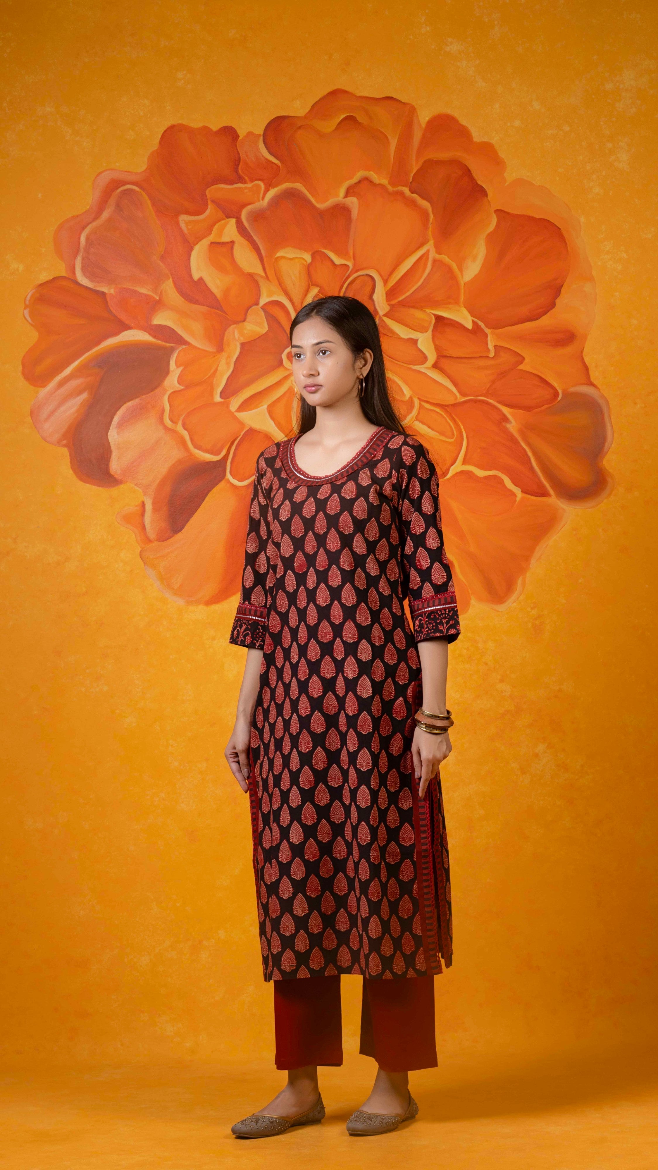 Irayaka Ajrakh  Kurta