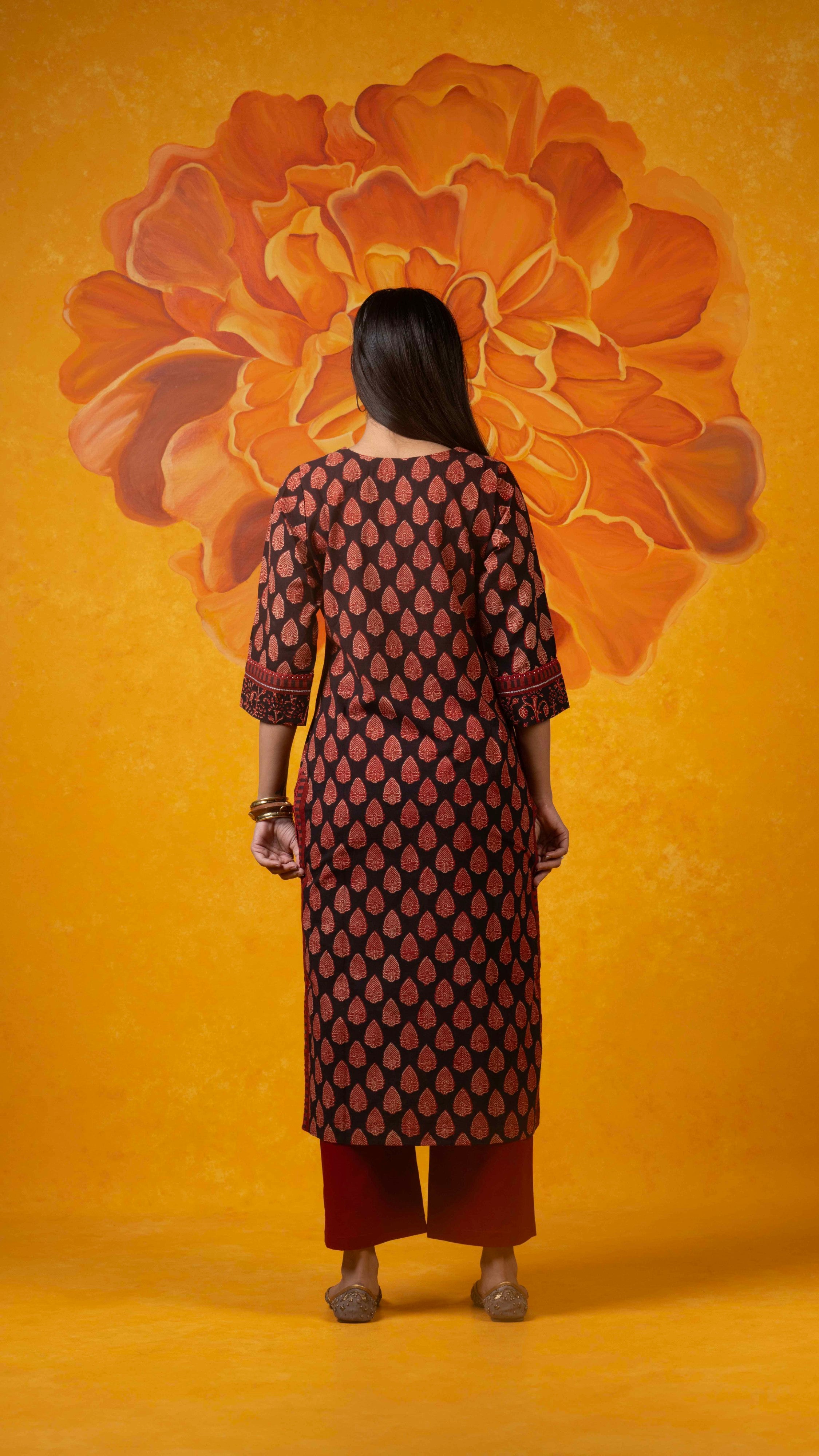 Irayaka Ajrakh  Kurta