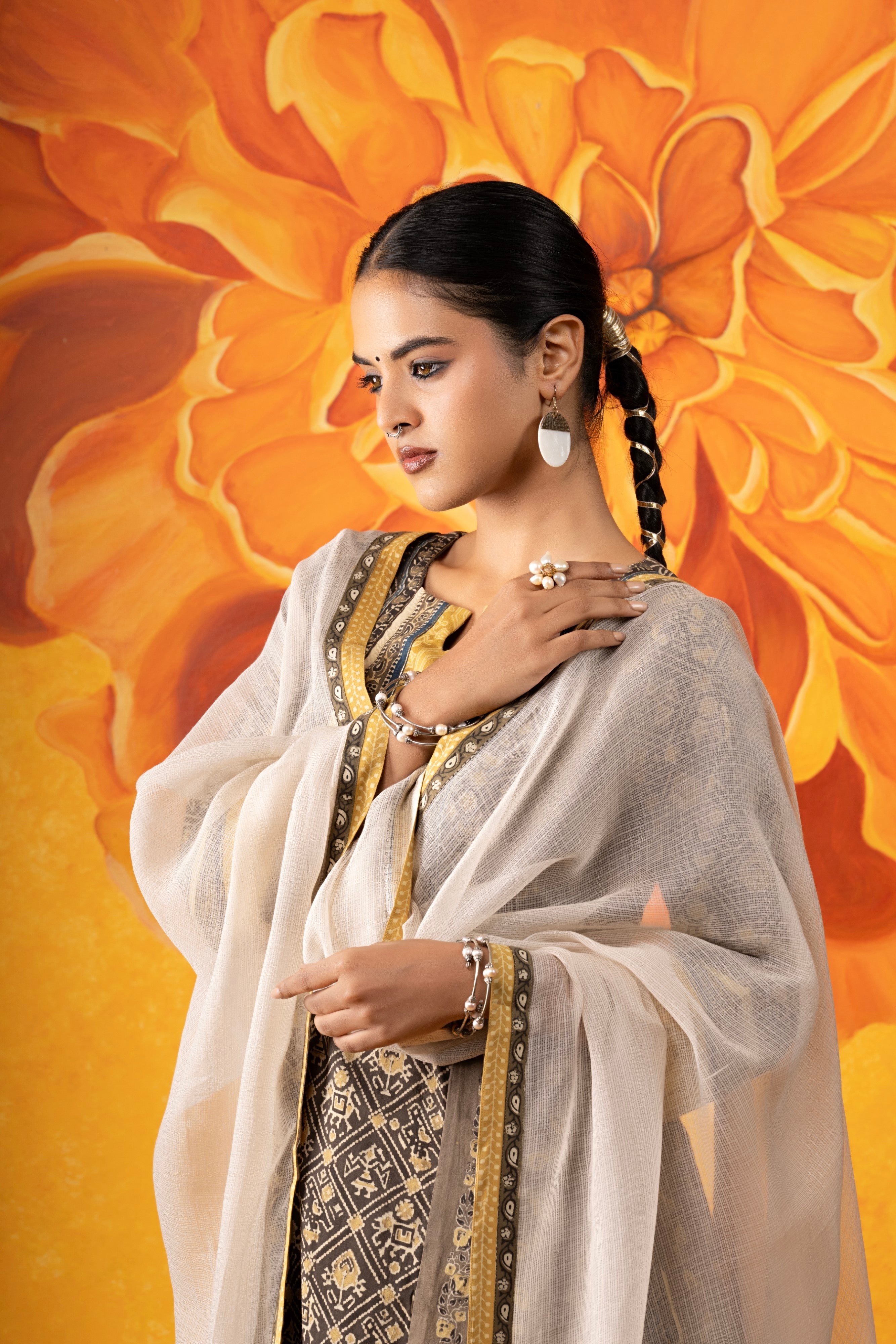 Dilkash Kota Doriya Dupatta with Ajrakh borders