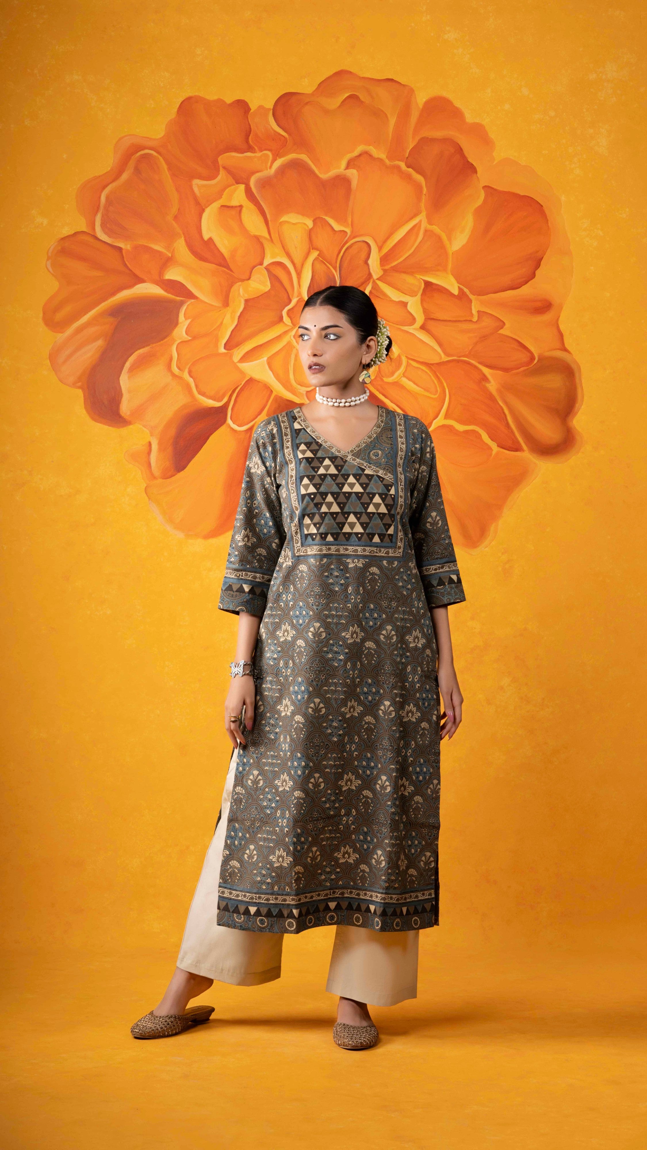 Sharvani Ajrakh Kurta