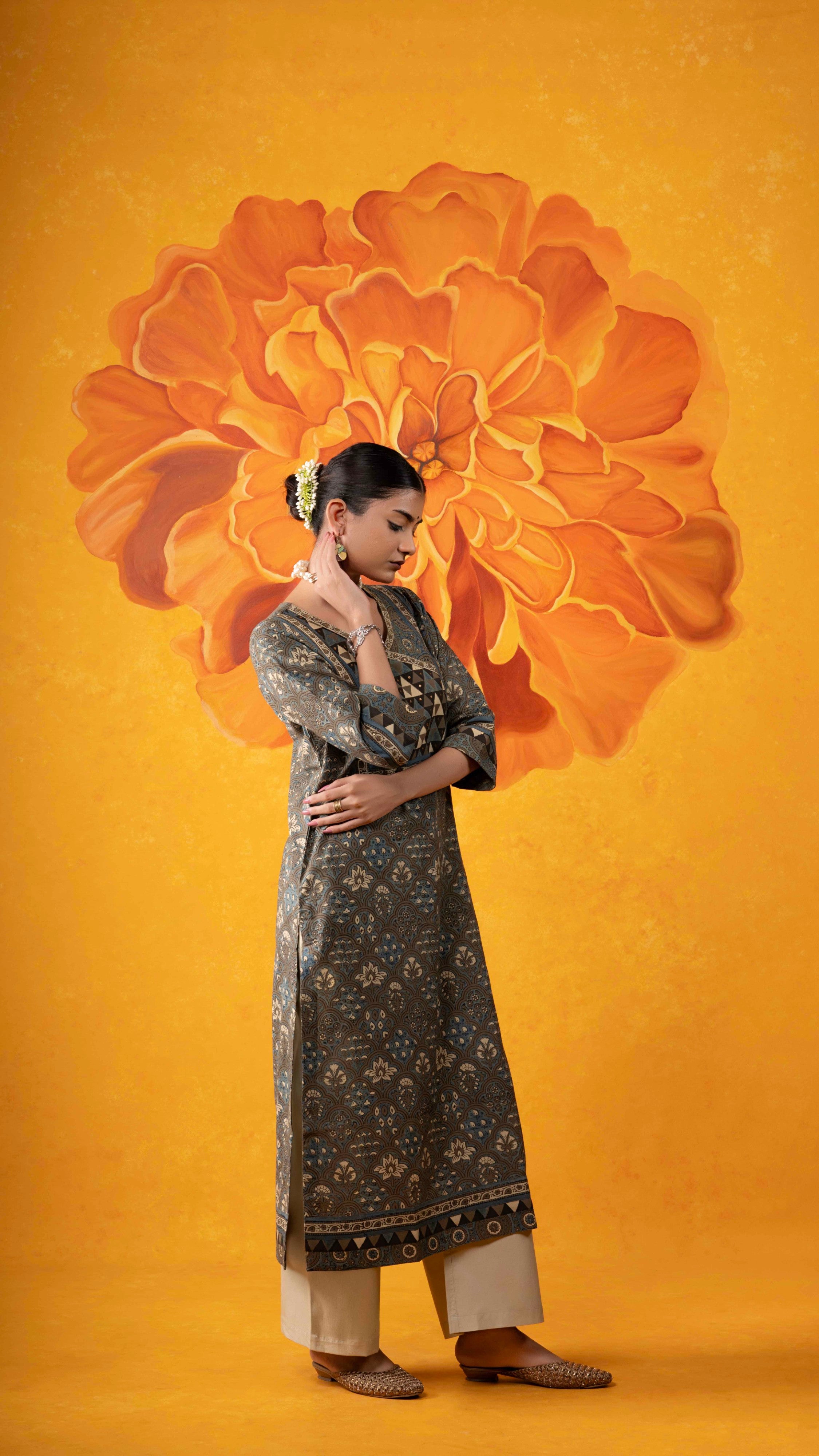 Sharvani Ajrakh Kurta