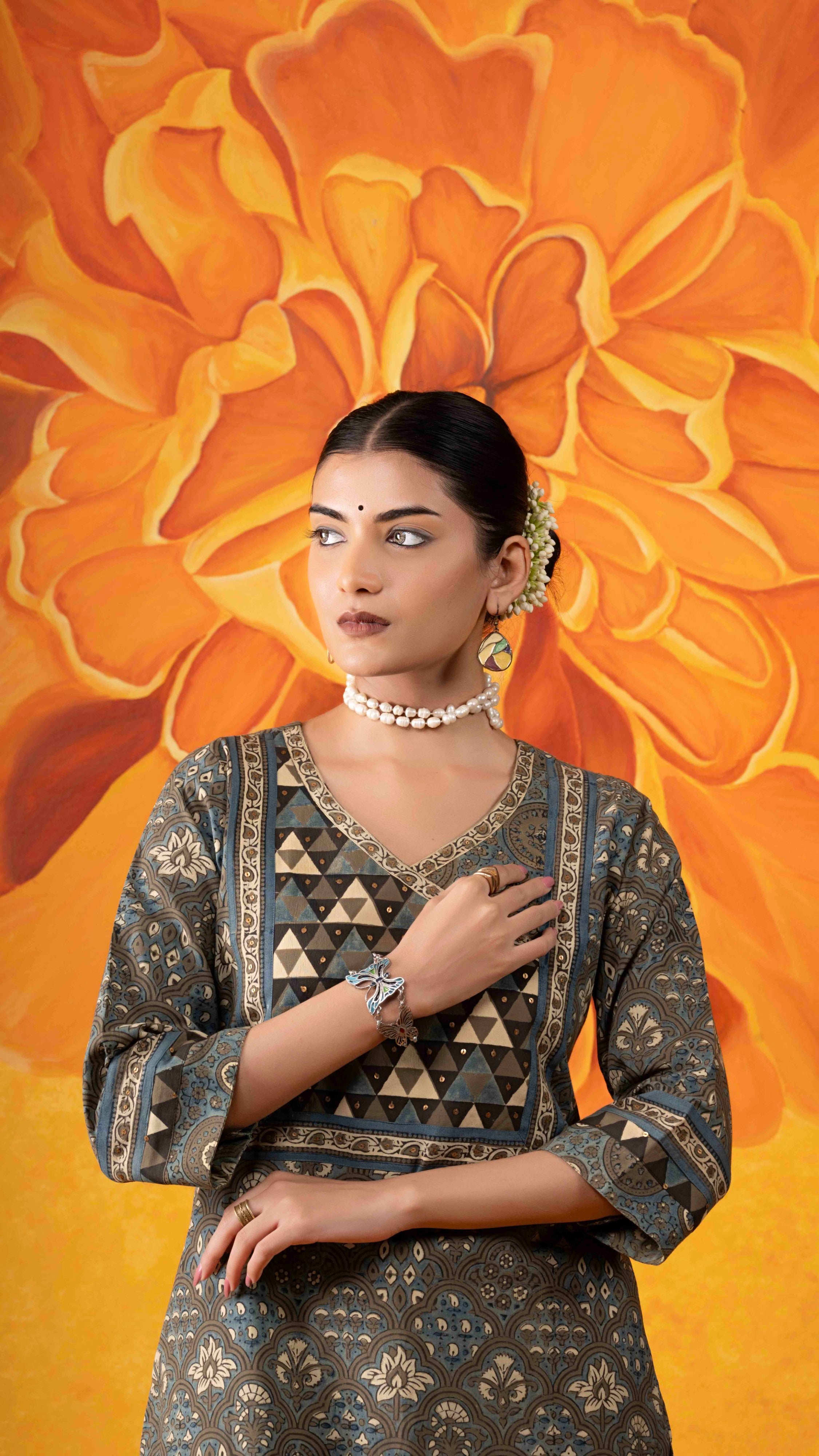 Sharvani Ajrakh Kurta