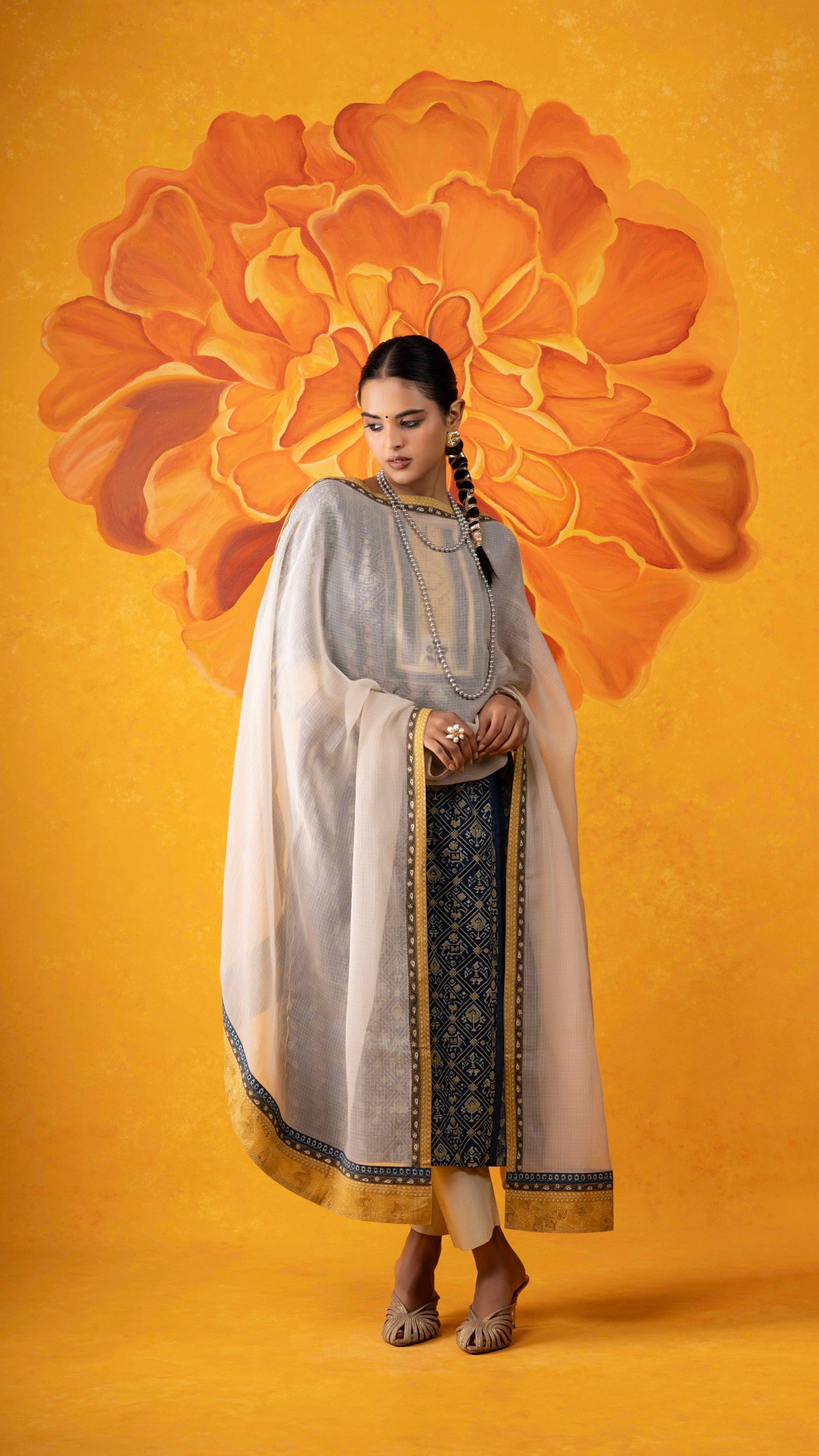 Dilkash Kota Doriya Dupatta with Ajrakh borders