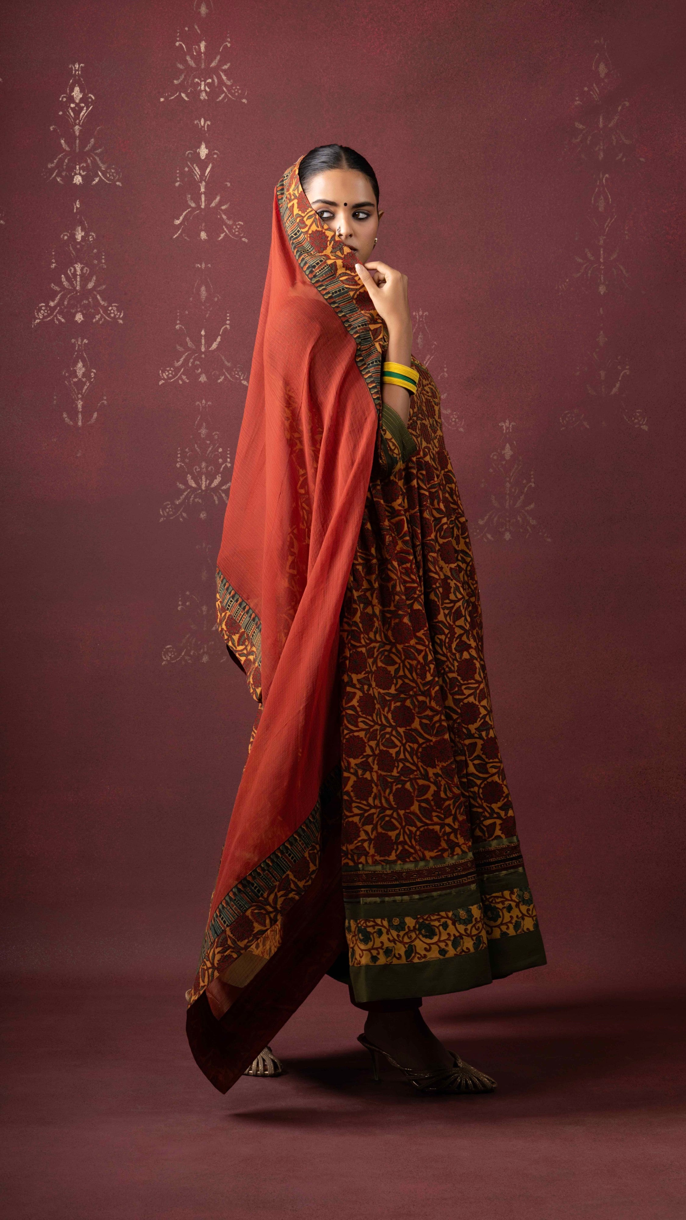 Padmaja Kota Doriya Dupatta  with Ajrakh borders