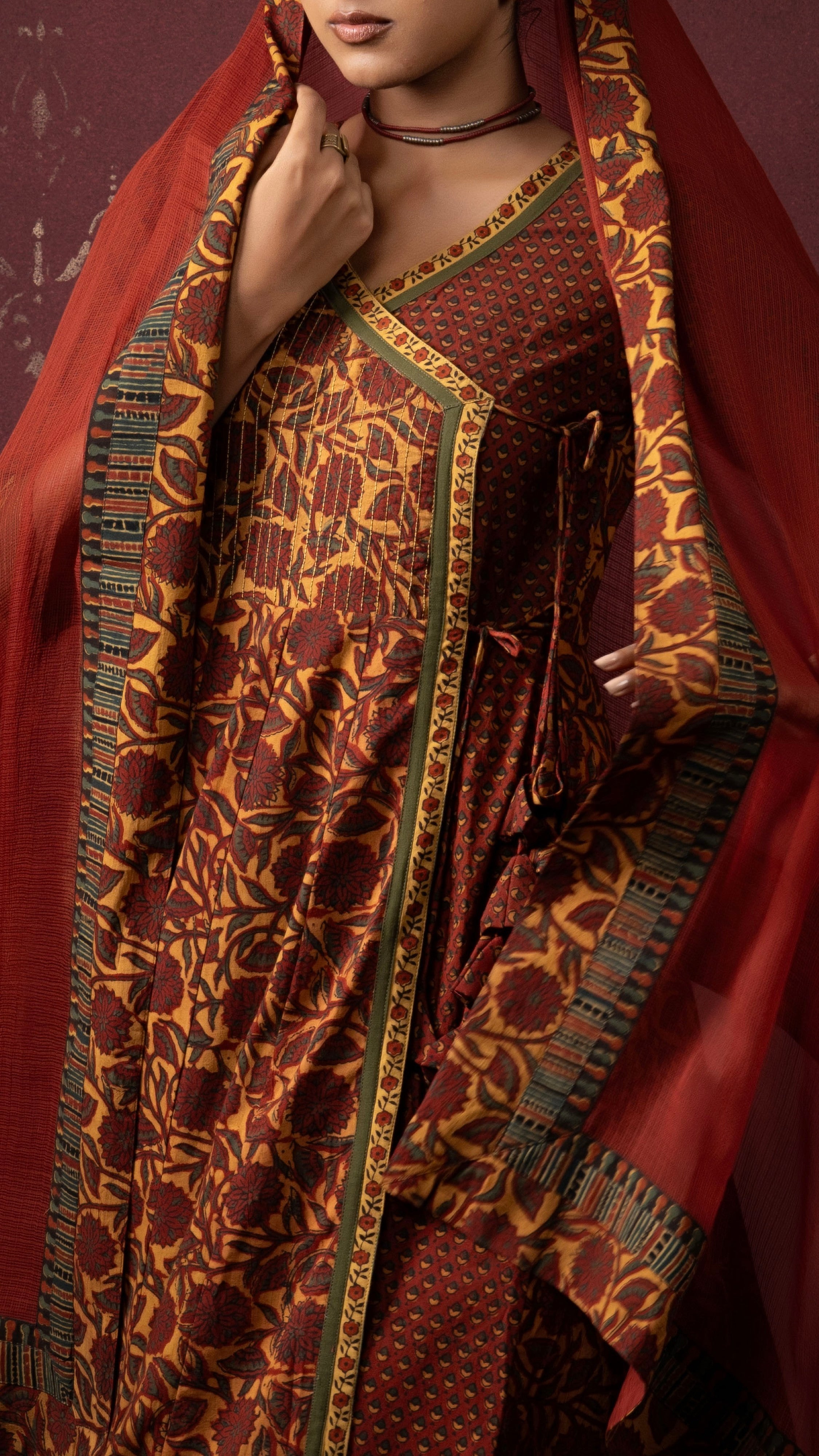 Padmaja Kota Doriya Dupatta  with Ajrakh borders