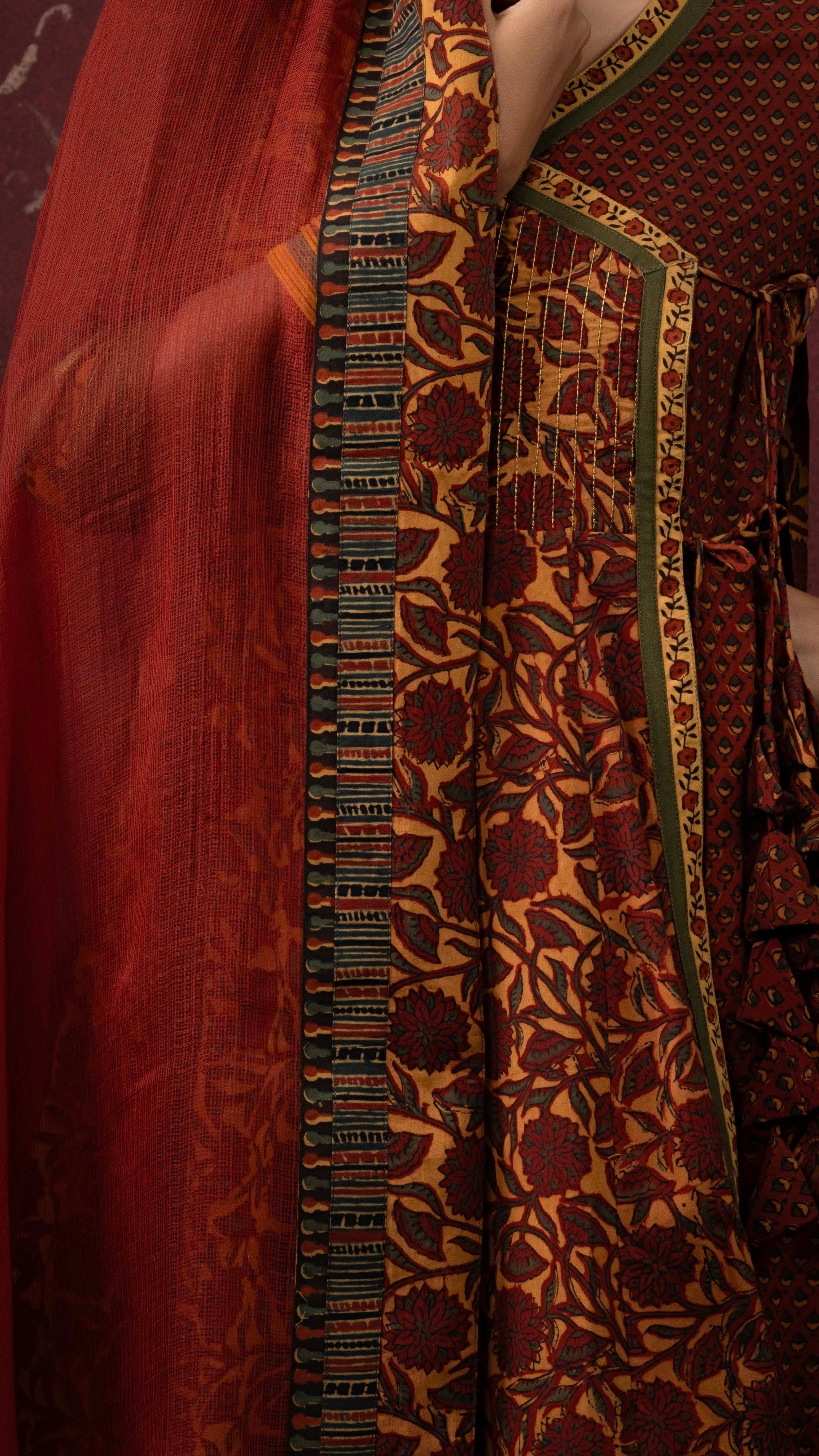 Padmaja Kota Doriya Dupatta  with Ajrakh borders