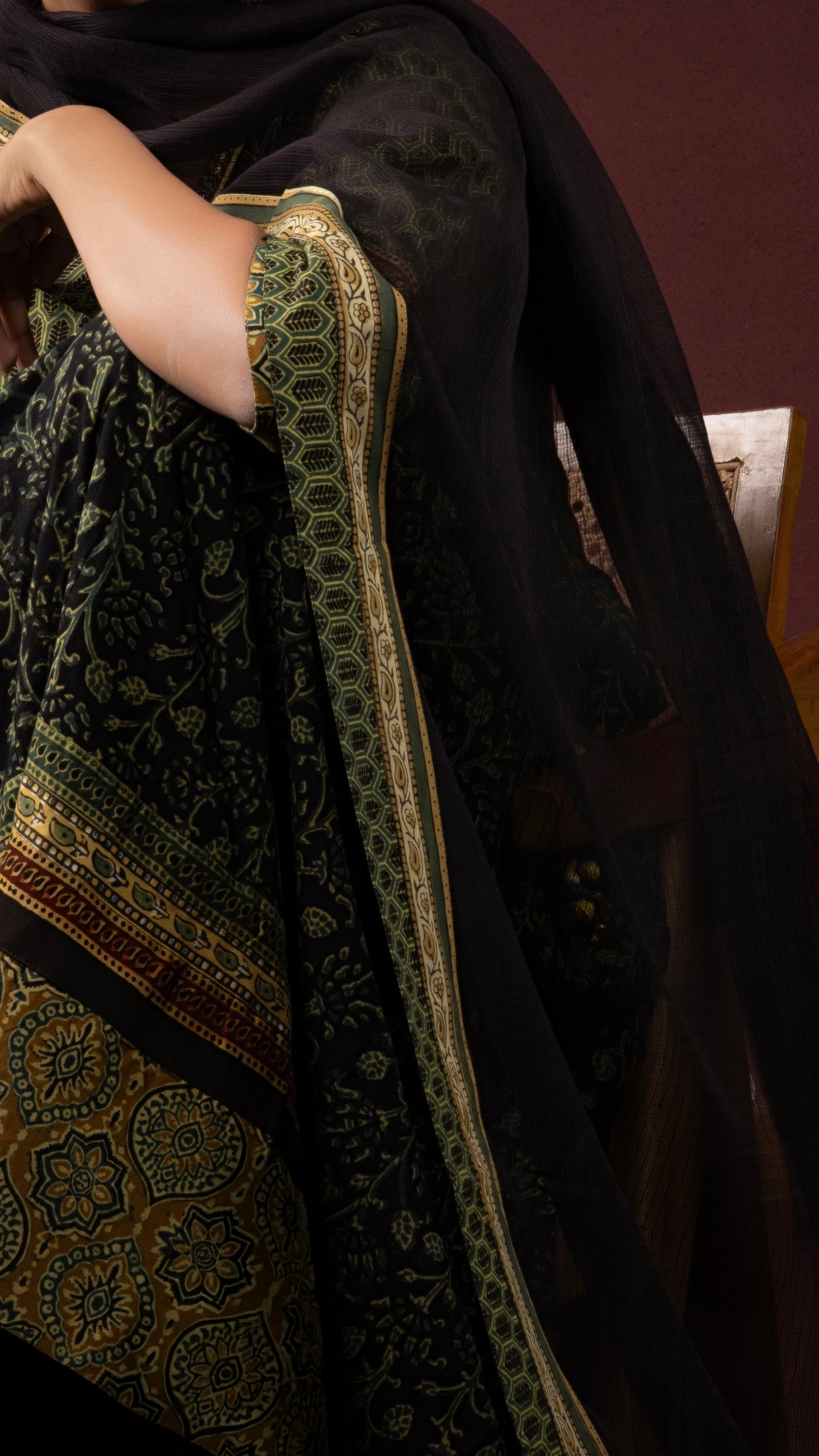 Malti Kota Doriya Dupatta  with Ajrakh borders