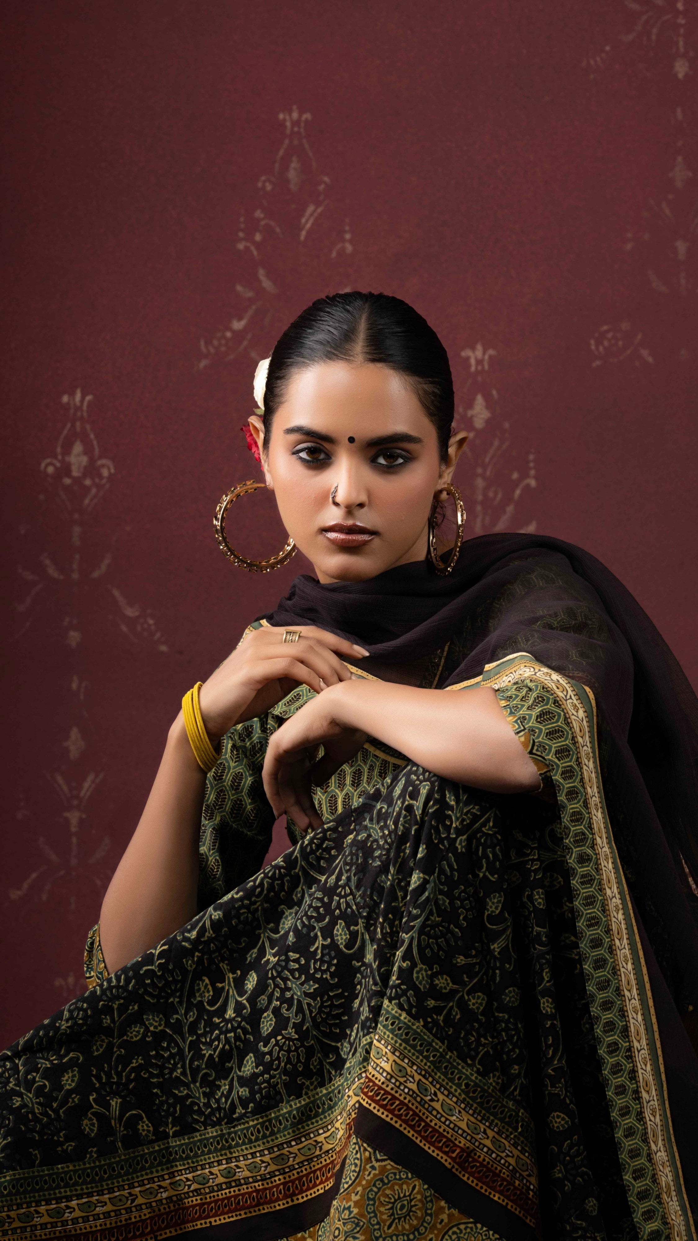 Chandri Kota Doriya Dupatta with Ajrakh borders