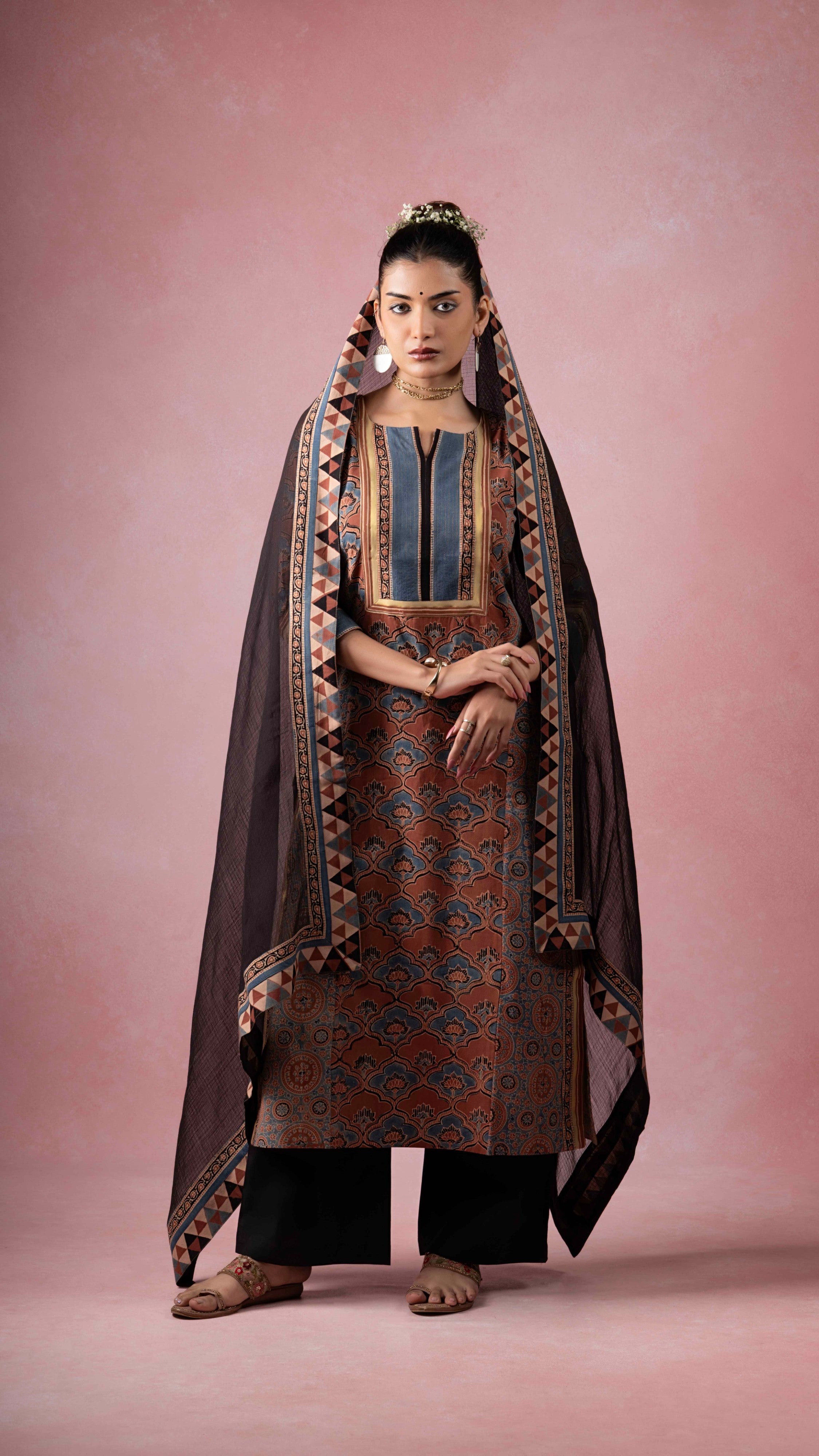 Malti Kota Doriya Dupatta with Ajrakh borders