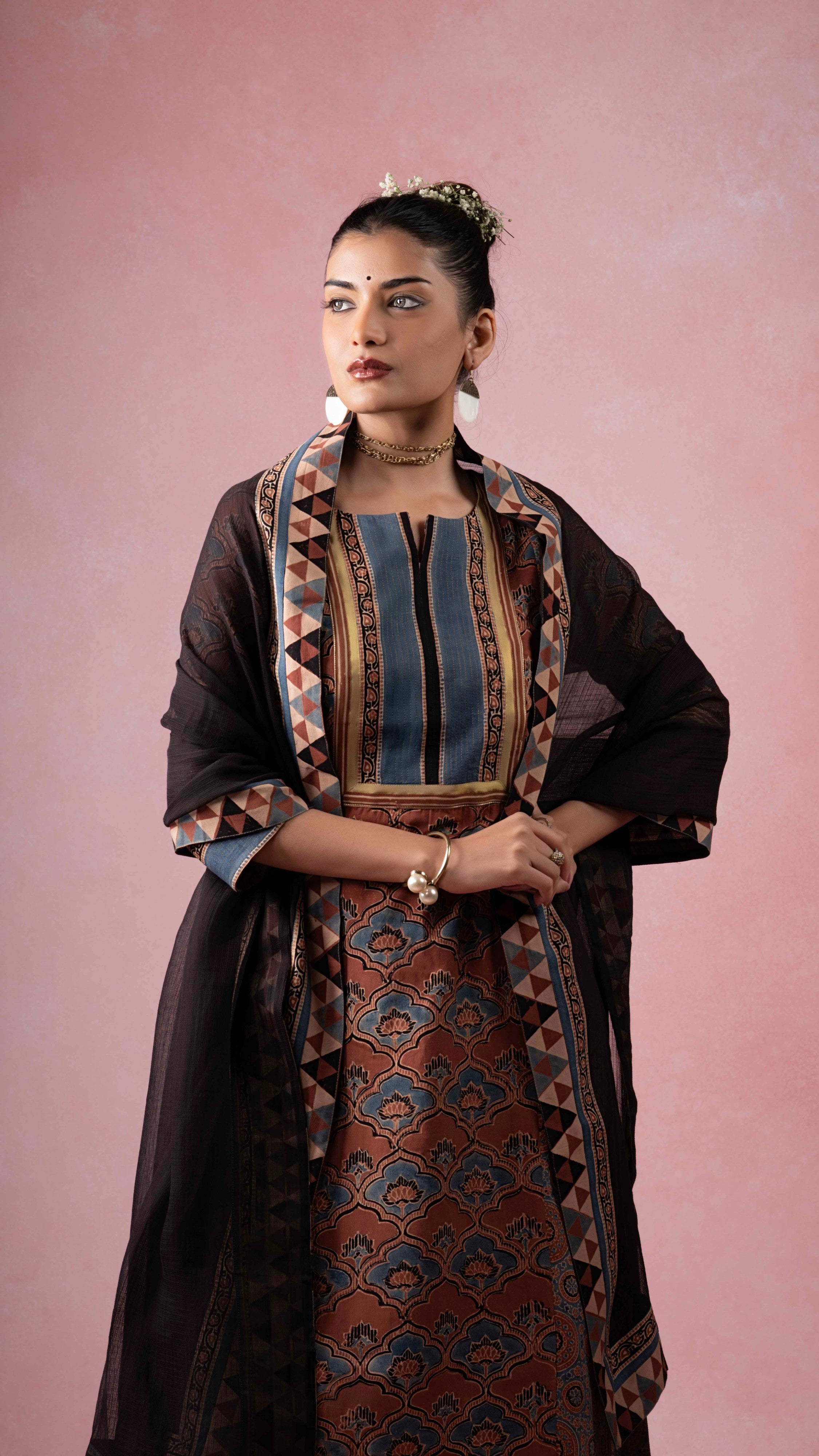 Malti Kota Doriya Dupatta with Ajrakh borders