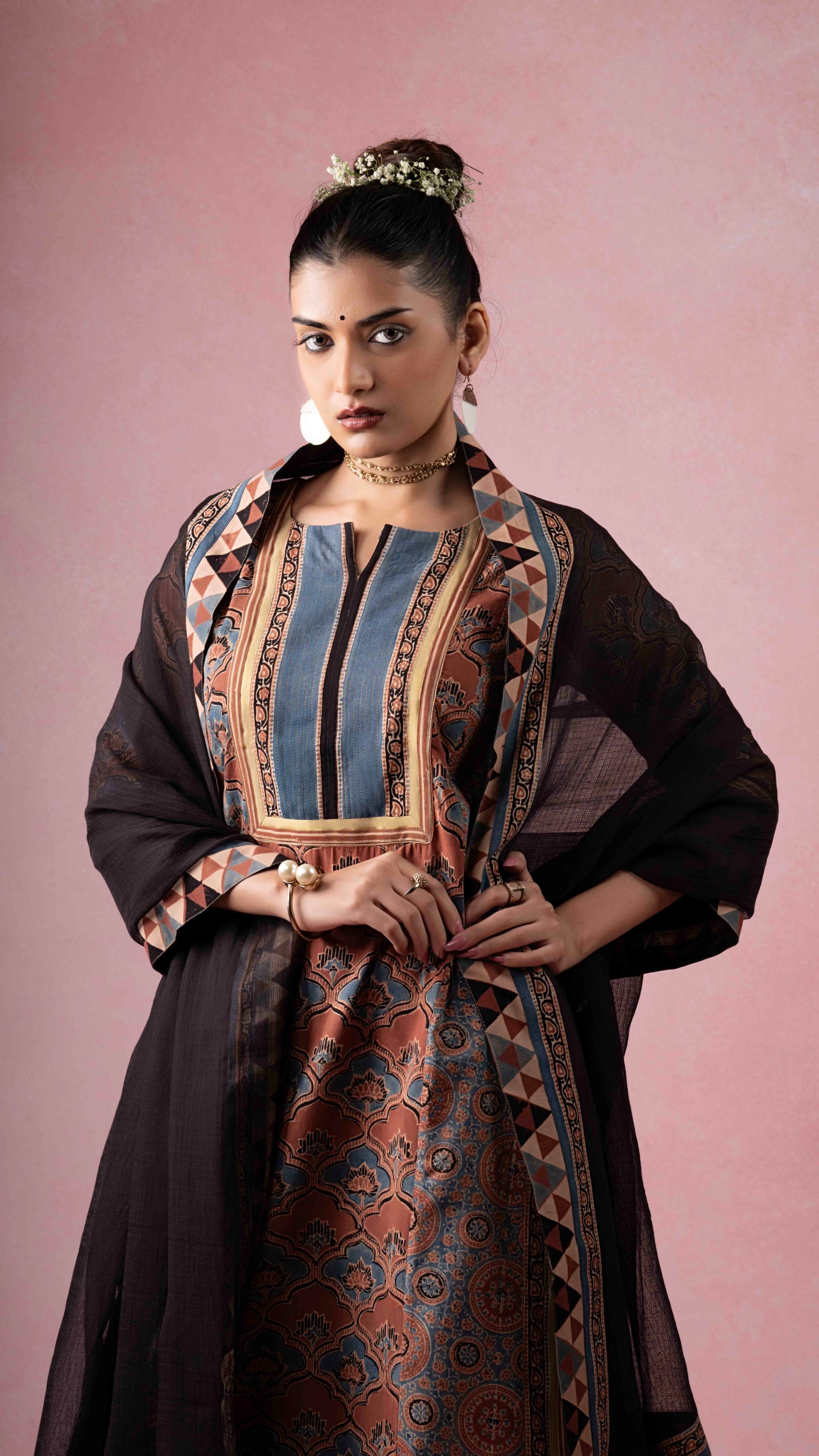 Koyal Kota Doriya Dupatta with Ajrakh and Bagh borders