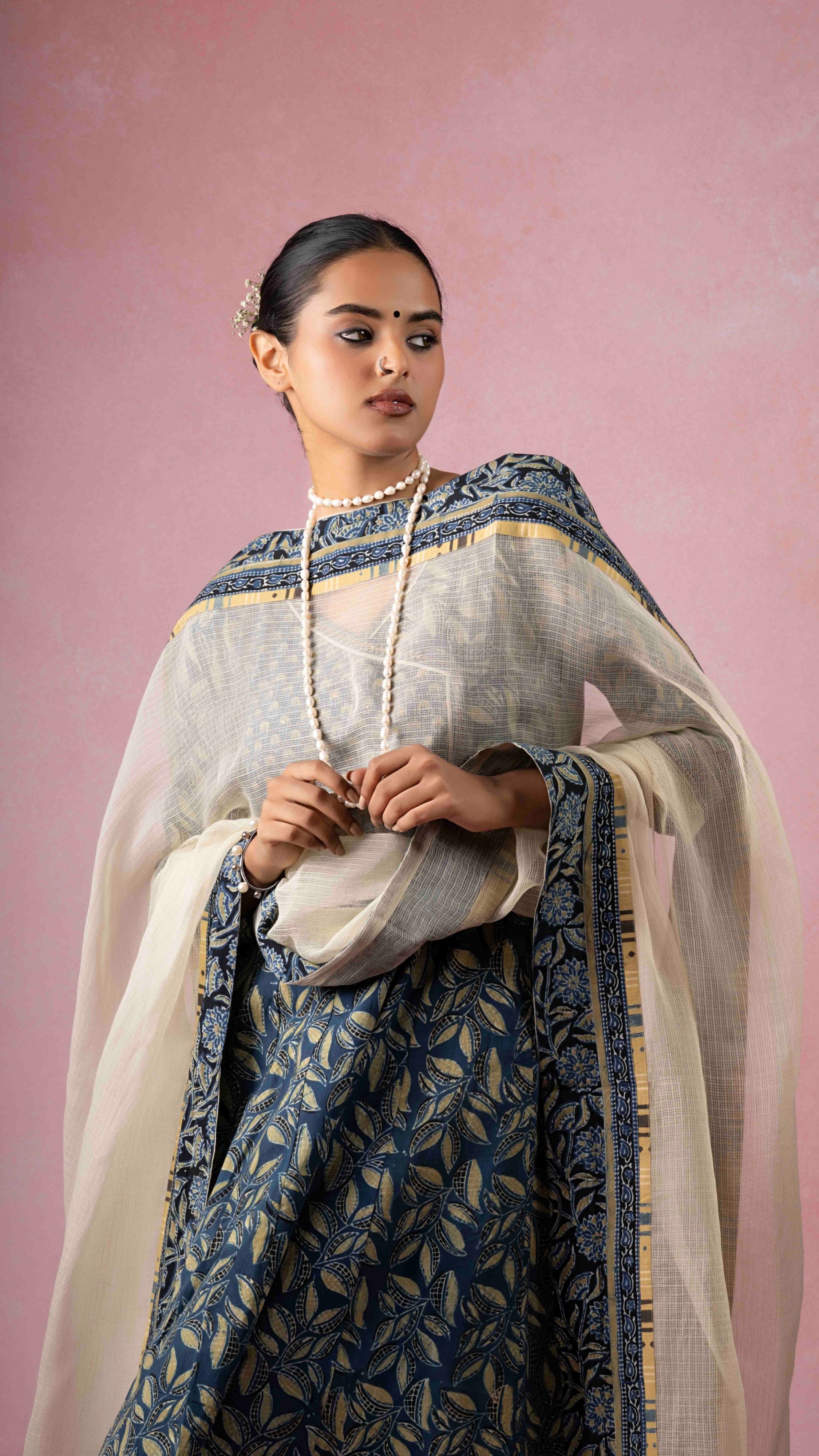 Pareen Kota Doriya Dupatta  with Ajrakh borders