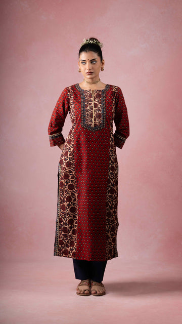 Nooriya Ajrakh Kurta