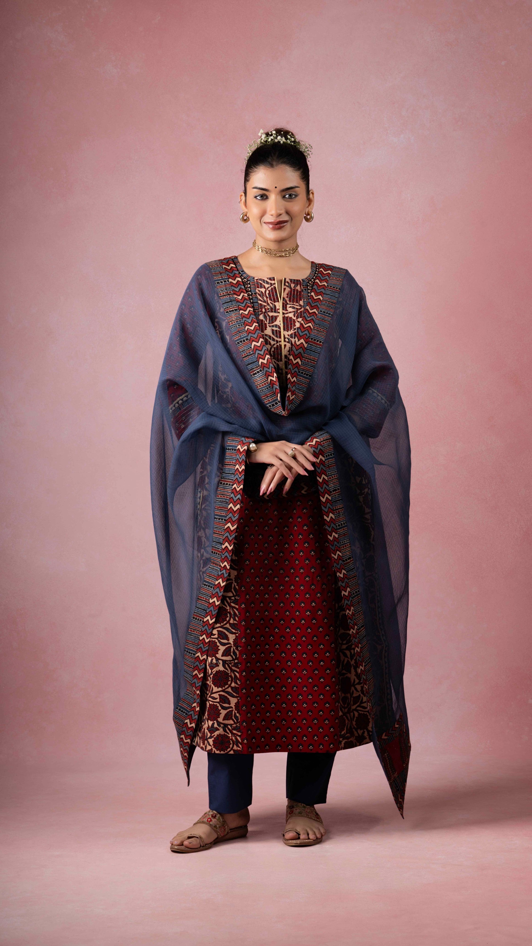 Nooriya Ajrakh Kurta