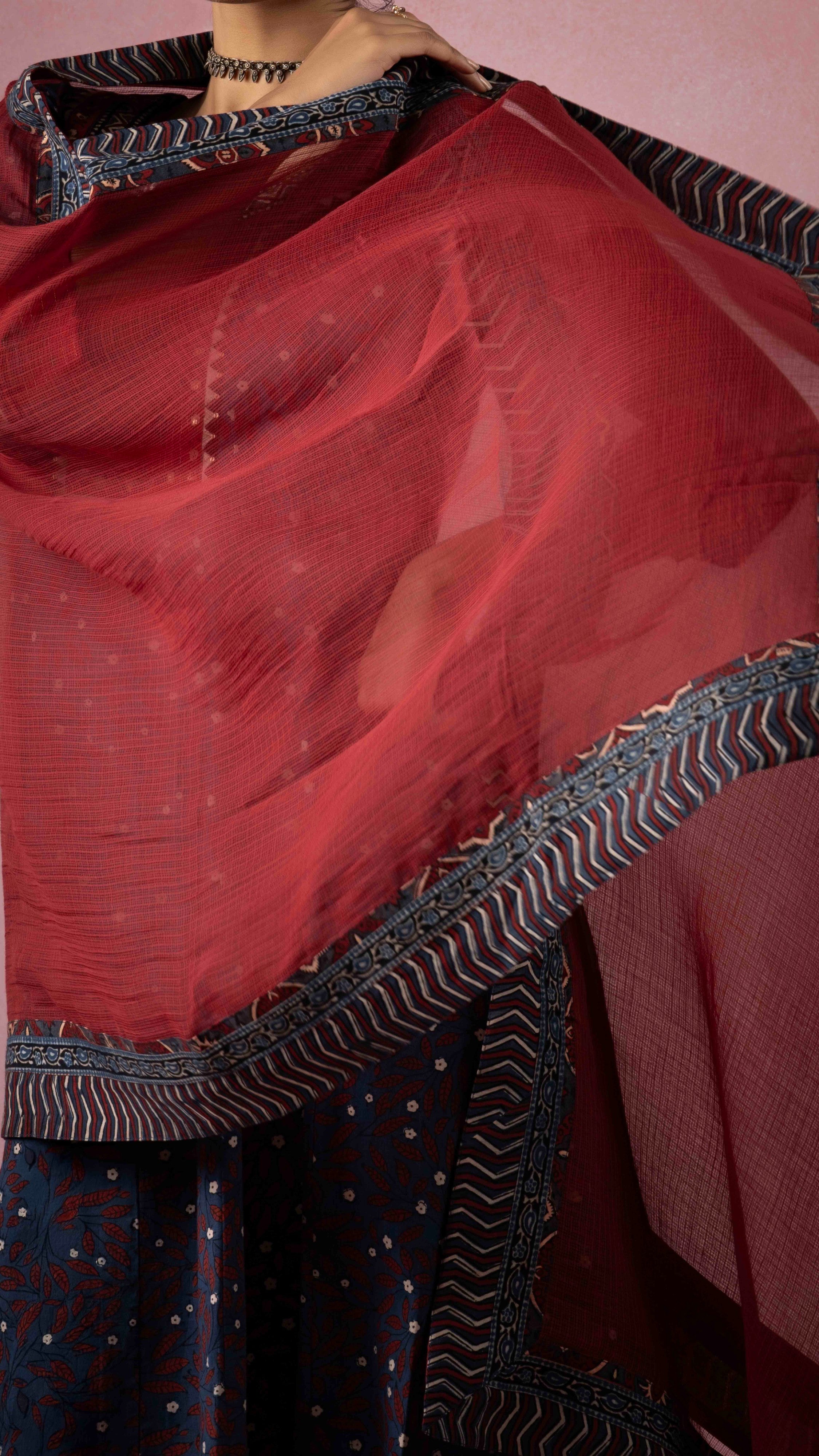 Mahru Kota Doriya Dupatta with Ajrakh borders