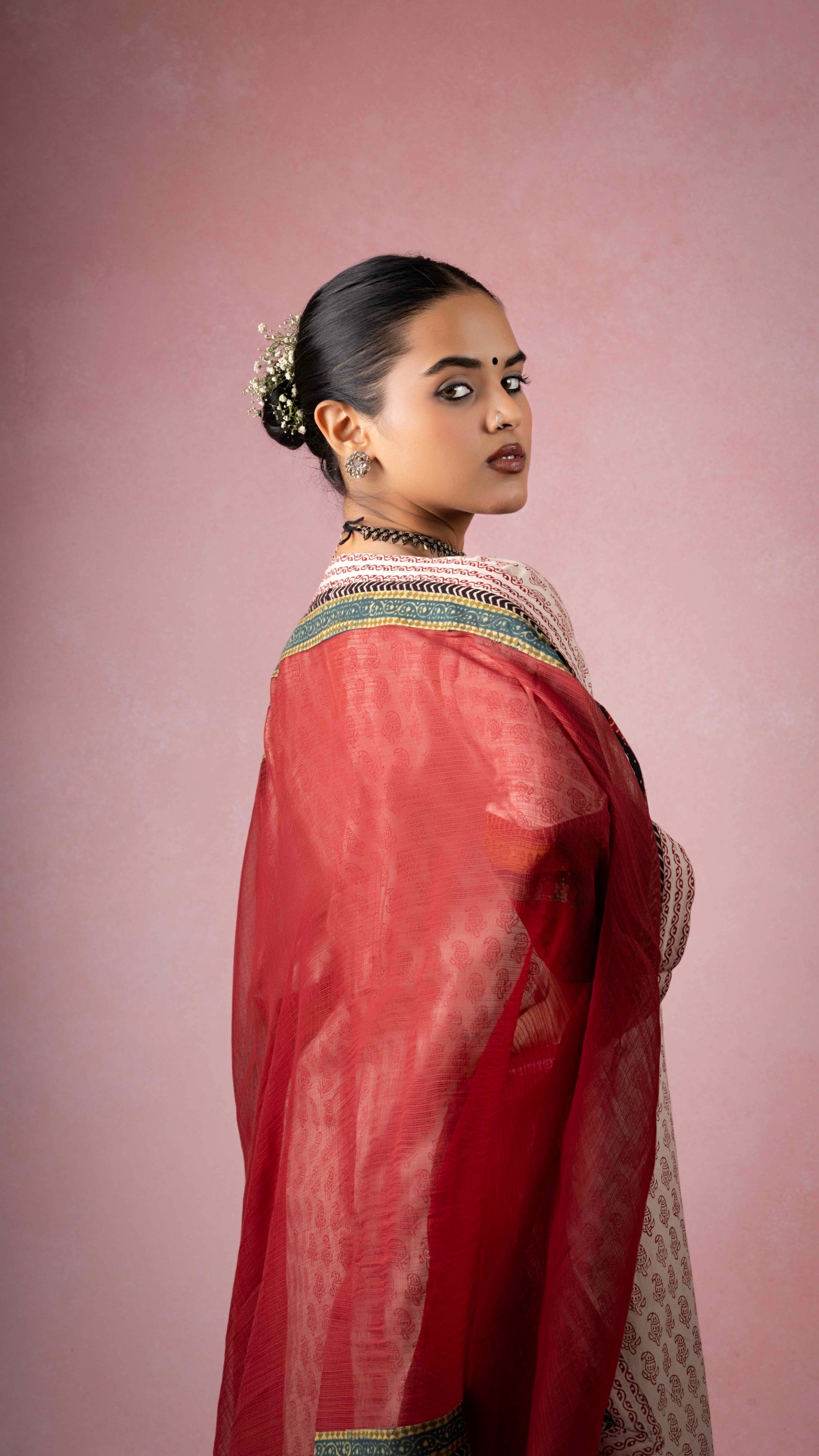 Seher Kota Doriya Dupatta with Ajrakh and Bagh borders