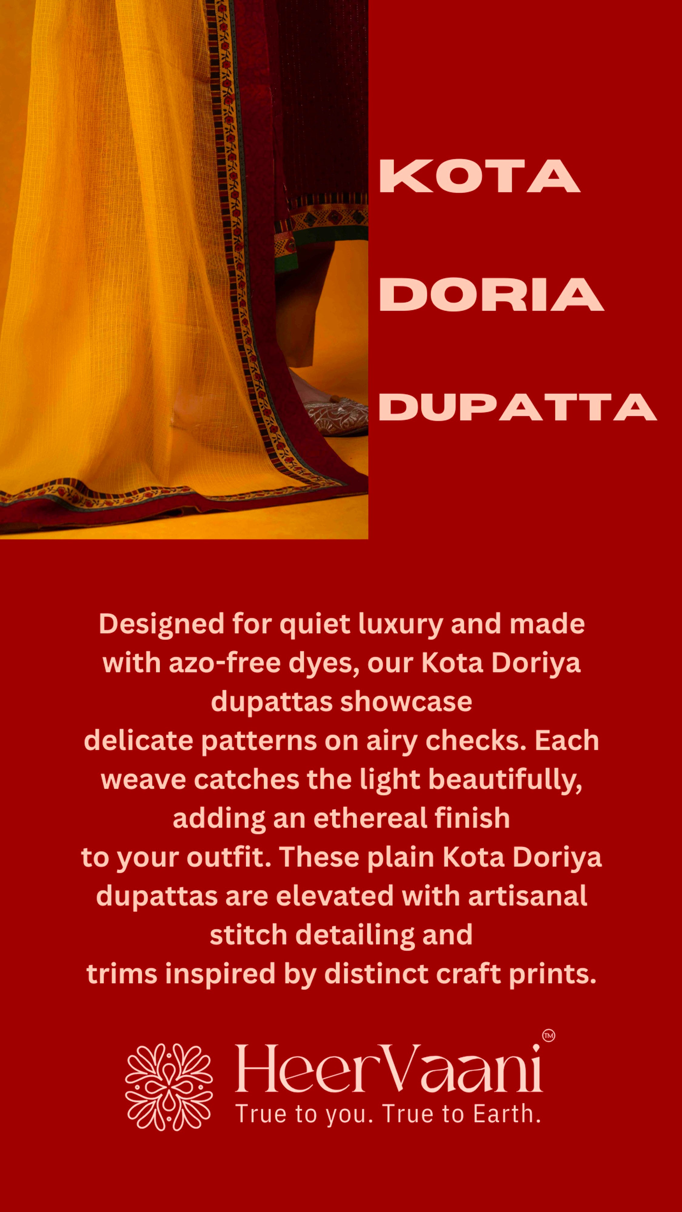 Roshniya Kota Doriya Dupatta  with Ajrakh borders